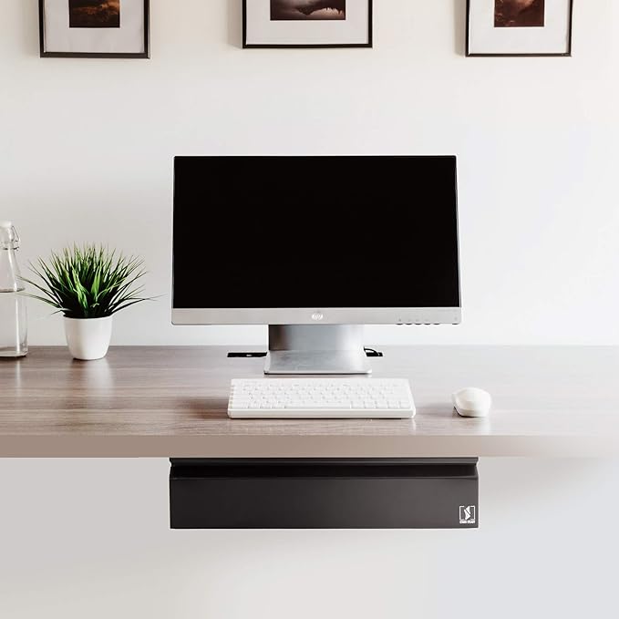 Stand Steady Attachable Under Desk Drawer | Pull-Out Storage Organizer with Smooth Sliding Tracks | Spacious Storage Drawer Easily Mounts to Desks and Workstations (Black / 17.5 x 11.5)