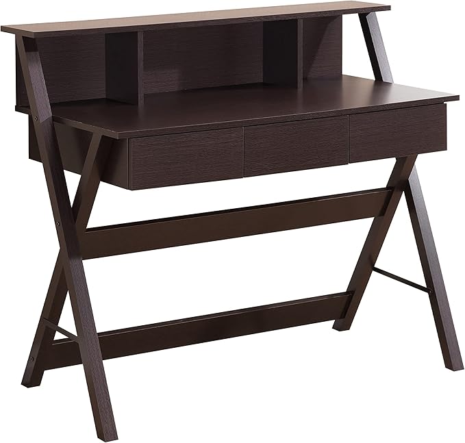 NicBex Laik-DW-00040-DX Desks, 43.25" W x 21.75" D x 38" H, Brown