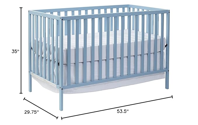 Suite Bebe Palmer 3 in 1 Convertible Crib - Quick Ship, Baby Blue