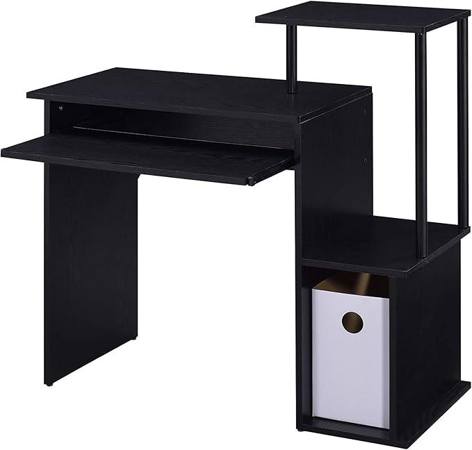 Acme Lyphre Wooden Rectangle Top Computer Desk with Keyboard Tray in Black