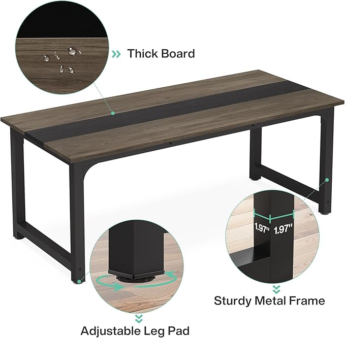 63 Inch Large Executive Office Desk, Simple Computer Workstation with 31.5 inch Extra Wide Desktop for Home Office