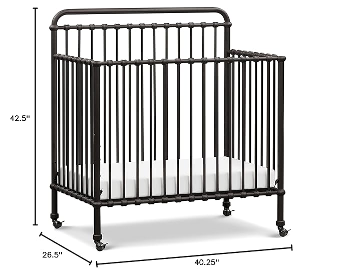 NAMESAKE Winston 4-in-1 Convertible Mini Metal Crib in Vintage Iron, Greenguard Gold Certified