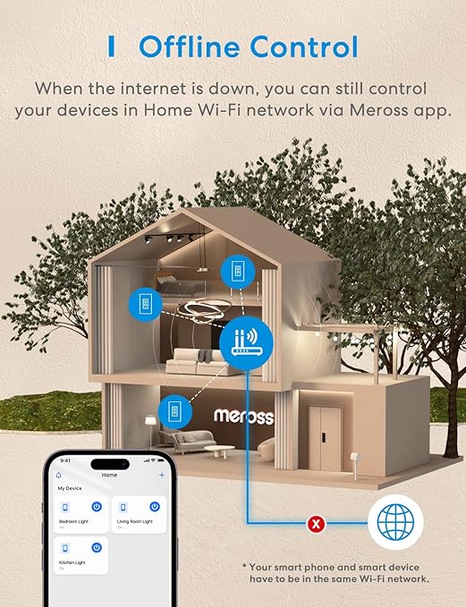 meross Smart Dimmer Switch Single Pole Supports Apple HomeKit, Alexa Google Assistant & SmartThings, 2.4GHz WiFi Light Switch for Dimmable LED, Neutral Wire Required, Remote Control Schedule, 1 Pack
