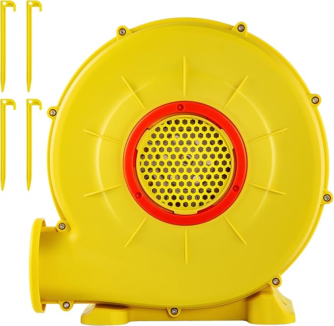 VEVOR Air Blower, 450W 0.6HP Inflatable Blower, Portable and Powerful Bounce House Blower, 1750Pa Commercial Air Blower Pump Fan, Used for Inflatable Bouncy Castle and Jump Slides, Yellow