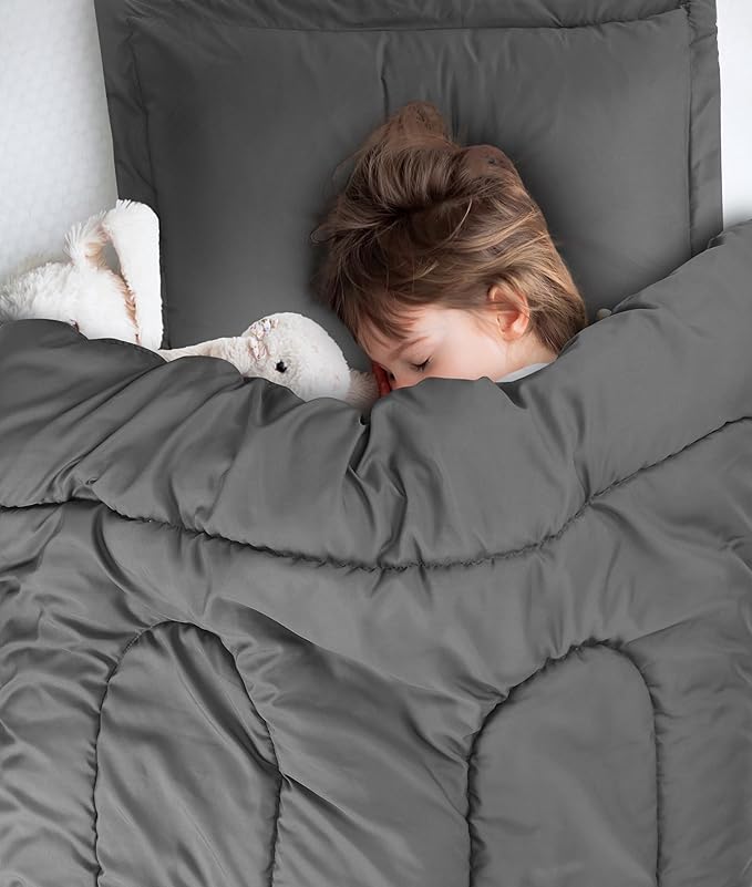 Utopia Bedding All Season Grey Comforter Set with 2 Pillow Cases, 3 Piece Soft Brushed Microfiber Kids Bedding Set for Boys/Girls, Machine Washable (Twin)