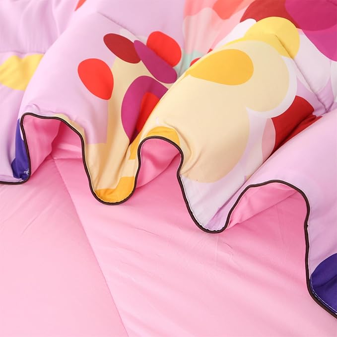 ENCOFT Pink Twin Comforter Set for Girls 3 Piece Colorful Bubbles Bedding Set Color Comfortable and Breathable for Teens and Adults All season with 1 Comforter and 2 Pillowcases