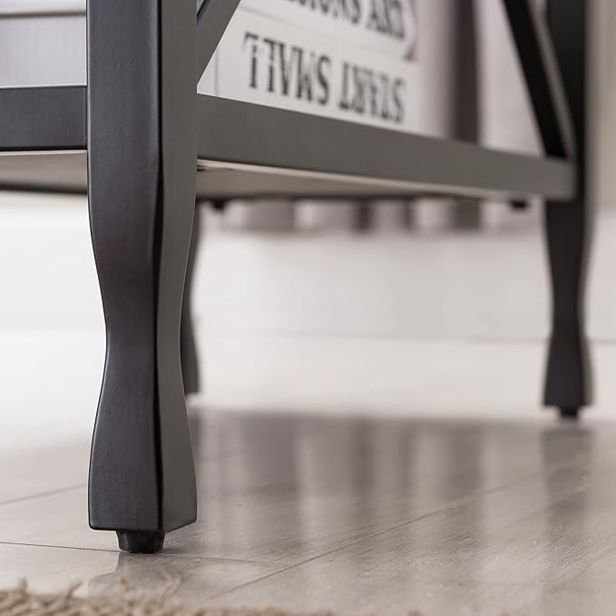 Leick Home Chisel & Forge Narrow Side Recliner Table with Shelf, Smoke Gray and Matte Black, 12" W