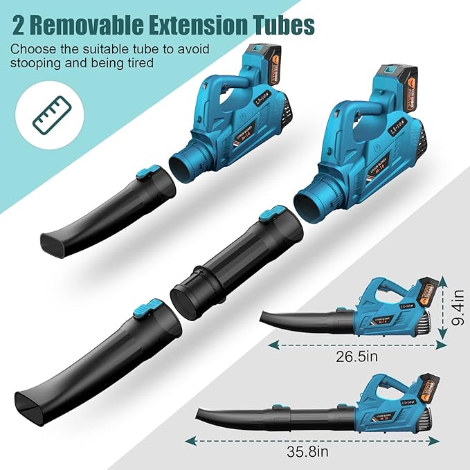 Leaf Blower - 320CFM 180MPH 21V Leaf Blower Cordless with 2 X 5.0 Ah Battery & Charger, Electric Leaf Blower Battery Powered Leaf Blower Lightweight for Snow Blowing & Lawn Care Yard Cleaning
