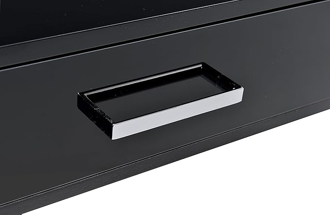 Acme Coleen 2-Drawer Metal Home Office Desk in Black and Chrome