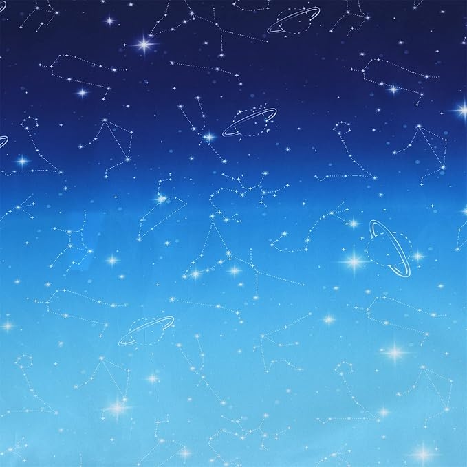 Wowelife Galaxy Comforter Set Queen 5 Pieces Glitter Bedding Set Blue 3D Stars Kids Bedding Set Bed in a Bag for Boys and Girls with Comforter, Flat Sheet, Fitted Sheet and 2 Pillowcases