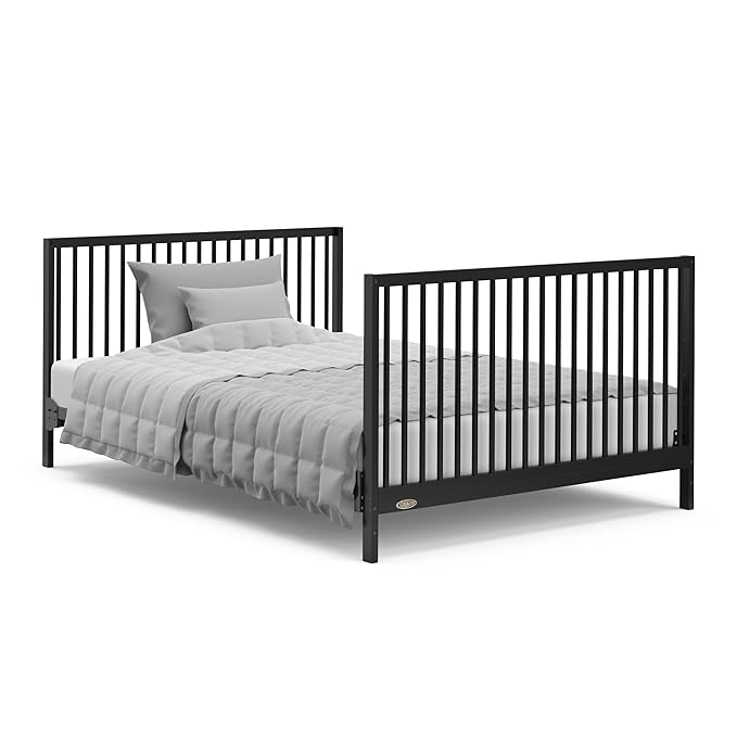 Graco Teddi 5-in-1 Convertible Crib with Drawer (Black) – GREENGUARD Gold Certified, Crib with Drawer Combo, Full-Size Nursery Storage Drawer, Converts to Toddler Bed, Daybed and Full-Size Bed