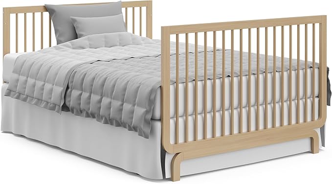 Storkcraft Santorini Deluxe 5-in-1 Convertible Crib with Bonus Toddler Guardrail (Driftwood) – GREENGUARD Gold Certified, Toddler Guardrail Included in Box, Fits Standard Crib Mattress