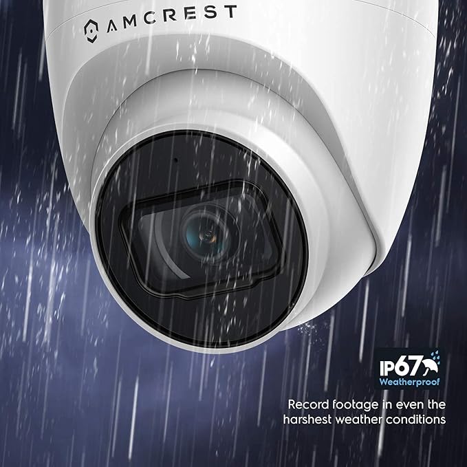 Amcrest 5MP POE Security Camera System Outdoor, 8CH POE NVR, 4pcs 5MP Turret POE Cameras, IP67 Metal Turret POE IP Cameras, Built in Mic, Pre-Installed 2TB Hard Drive, NV4108E-IP5M-T1179EW4-2TB