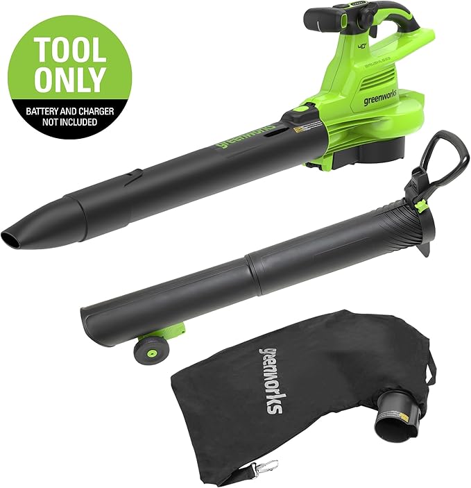 Greenworks 40V (230 MPH / 505 CFM / 75+ Compatible Tools) Cordless Brushless Leaf Blower / Vacuum, Tool Only