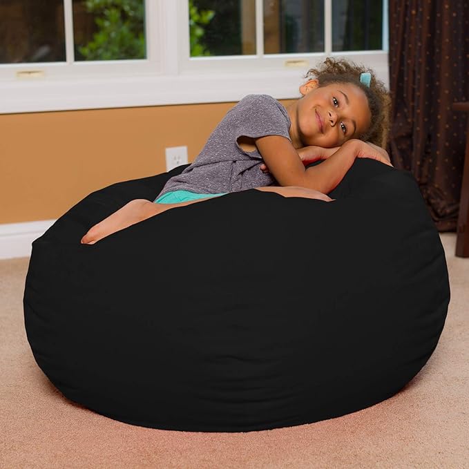Posh Beanbags Bean Bag Chair, Large-38in, Solid Black