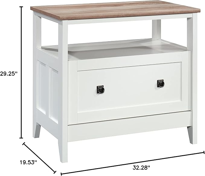 Sauder August Hill Lateral File, L: 19.53" x W: 32.28" x H: 29.25", Soft White Finish
