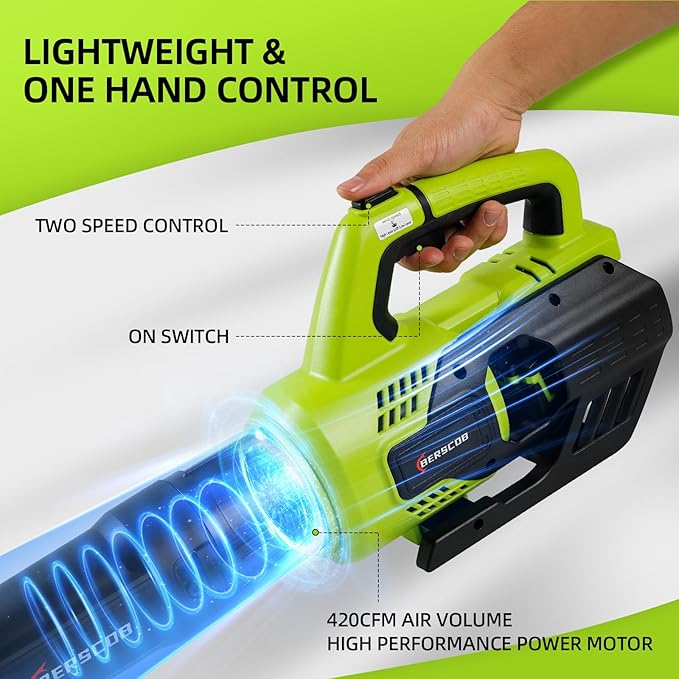 Leaf Blower Cordless, 580CFM/160MPH Electric Leaf Blower with 4.0Ah Battery Powered, Blower with Extension Nozzle, Lightweight Leaf Blowers for Lawn Care, Yard, Garage, Patio & Sidewalk Blowing