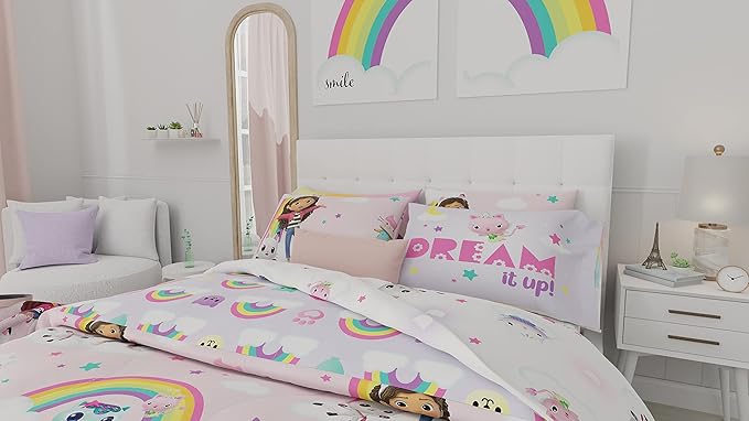 Franco Gabby's Dollhouse Kids Bedding Super Soft Comforter and Sheet Set with Sham, 7 Piece Full Size, (Officially Licensed Product)