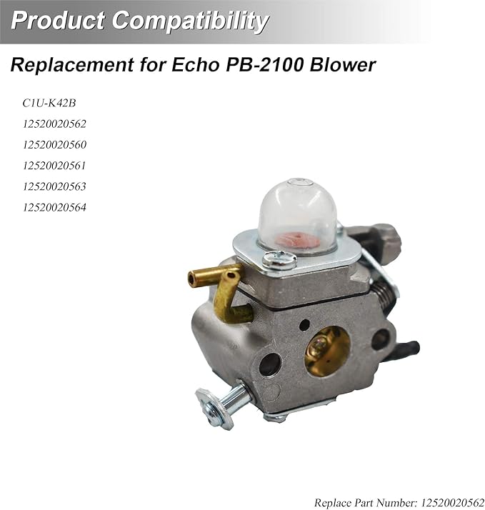 C1U-K42 Handheld Leaf Blower Carburetor Replacement for Echo PB-2100 PB-2155 with 13031054130 Air Fuel Filter Line Kit C1U-K42B C1U-K42A 12520020565