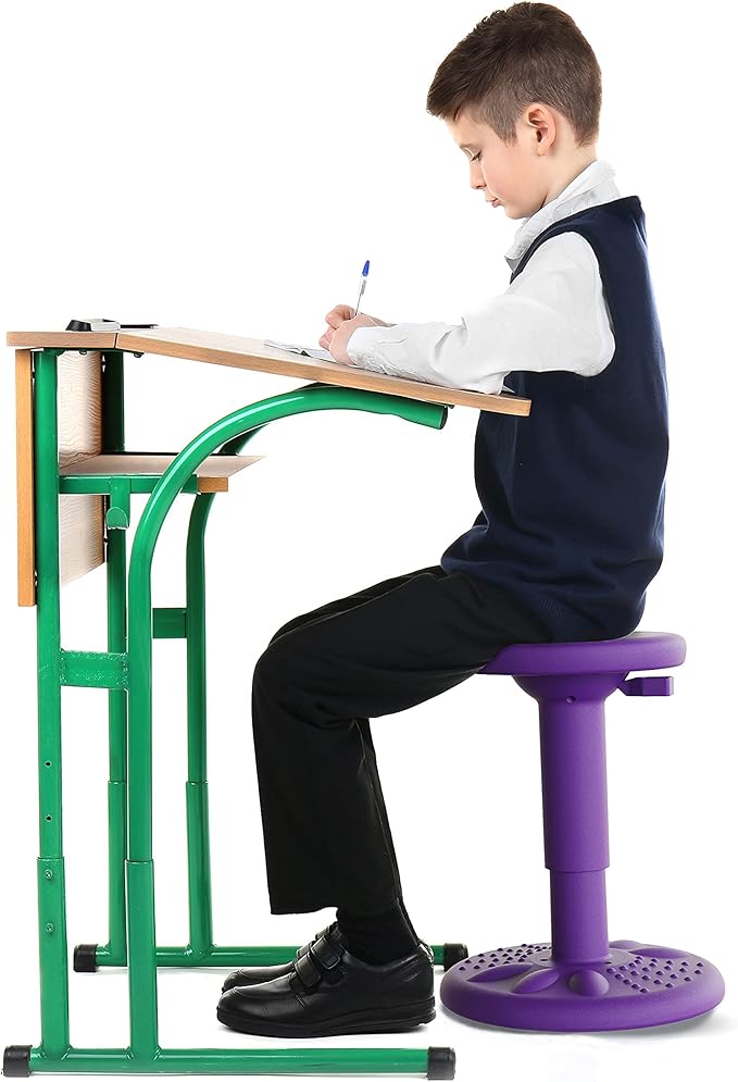 Studico ActiveChairs Adjustable Wobble Stool, Flexible Classroom Seating, Improves Focus, Posture & Helps ADHD/ADD, Sensory Chair, Active Desk Chairs, Adjusts from 16.65" to 23.75", Ages 13-18, Purple