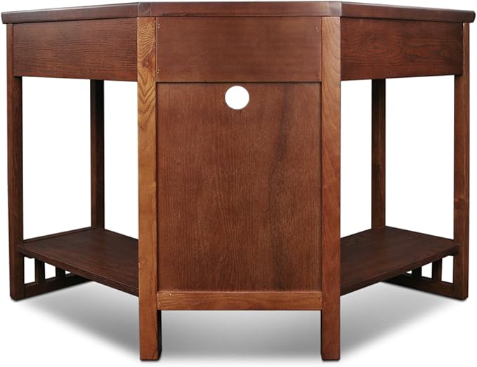 Leick Home 82430 Mission Corner Desk, Writing Computer Desk with Drop Front Keyboard Drawer, for Home Office, Solid Wood, Mission Oak