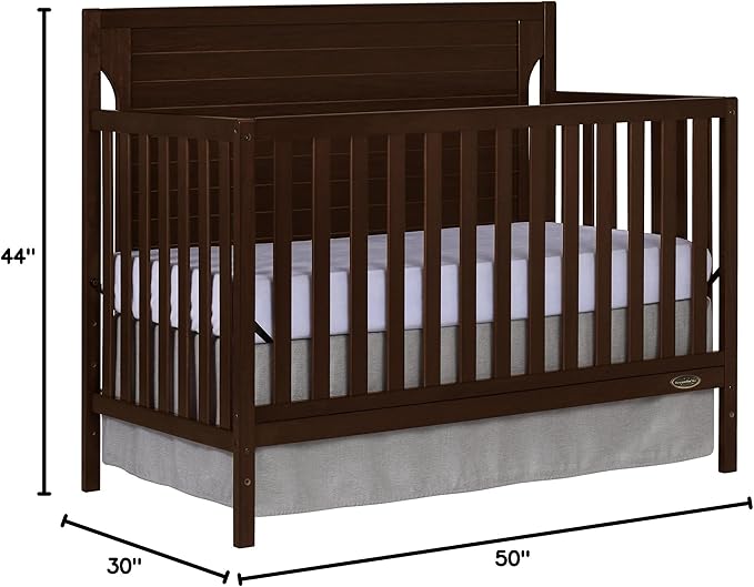 Cape Cod 5-in-1 Convertible Crib in Espresso, Greenguard Gold Certified, 55x30x44.5 Inch (Pack of 1)