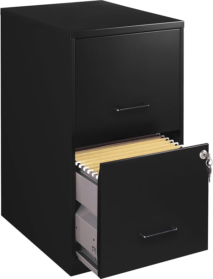 Lorell 14341 18 Deep 2-Drawer File Cabinet, Black