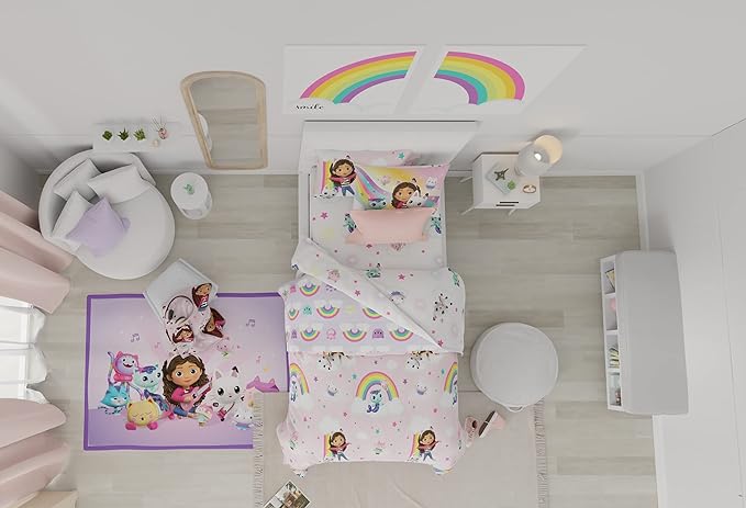 Franco Gabby's Dollhouse Kids Bedding Super Soft Comforter and Sheet Set with Sham, 5 Piece Twin Size, (Officially Licensed Product)