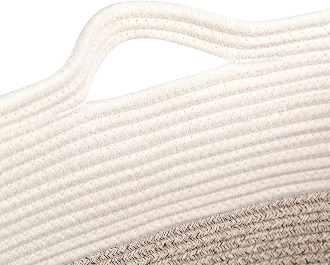 Extra Large Tall Basket Folding Bamboo Rectangle Handle Bins With Handle, Bathroom Dirty Clothes Basket, Bedroom, Toy, Pillows, Closet Organizer White Brown Collapsible Laundry Baskets