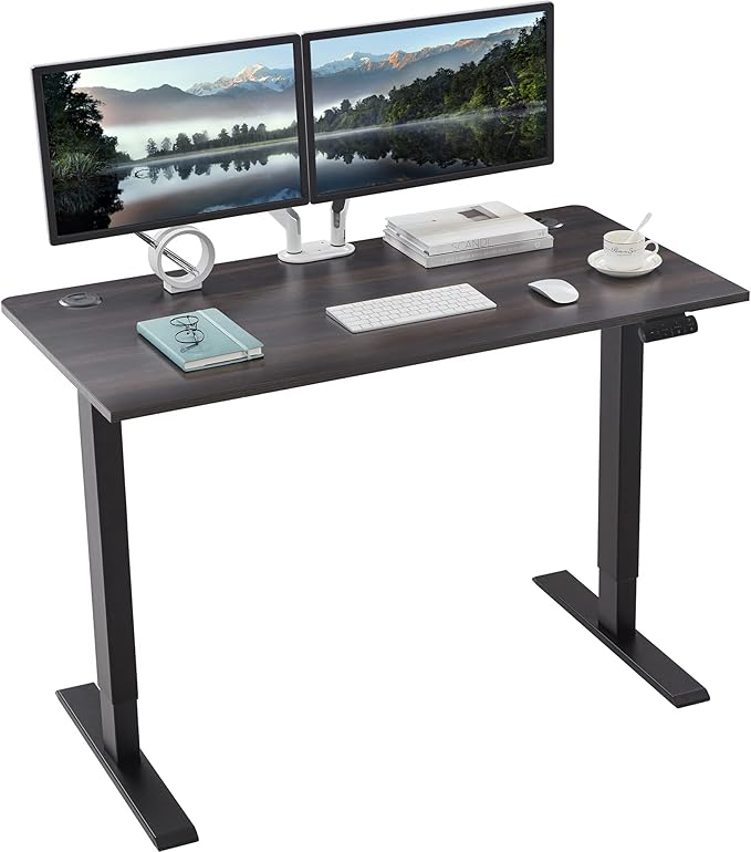 Sunon Sit Laptop Computer Writing Workstations with 3 Pre-Set and USB Port 48" for Home Office Smart Advanced Standing Desk, Grey