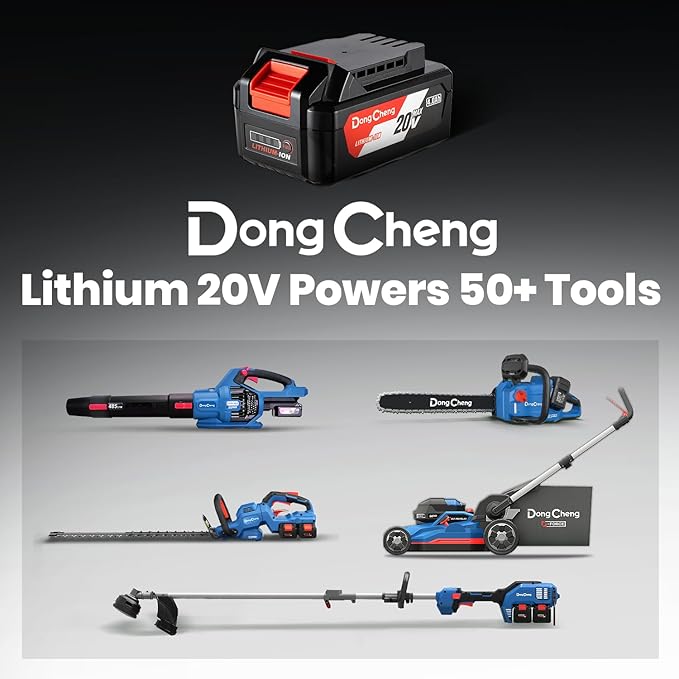 DongCheng Cordless Leaf Blower, 485 CFM Variable Speed & Turbo Mode, 3 Nozzles, Shoulder Strap, 4.0Ah Battery and Charger Included, Battery Powered Leaf Blower for Town Care, Patio and Blowing Leaves