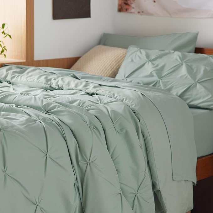 Bedsure Twin XL Comforter Set - Extra Long 5 Pieces Dorm Bedding Sets, Pinch Pleat Bed in a Bag with Comforter, Sheets, Pillowcase & Sham