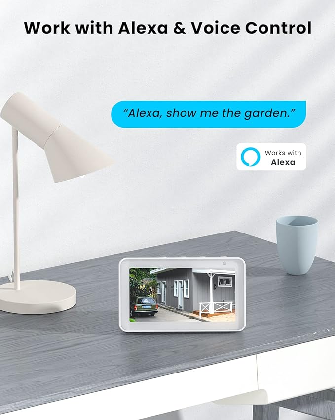 Security Cameras Wireless Outdoor, 2K Solar Security Camera System 360° PTZ with Spotlight & Siren, ieGeek 2.4Ghz Outdoor Security Cameras,Color Night Vision, Work with Alexa, PIR, 2-Way Talk, IP65