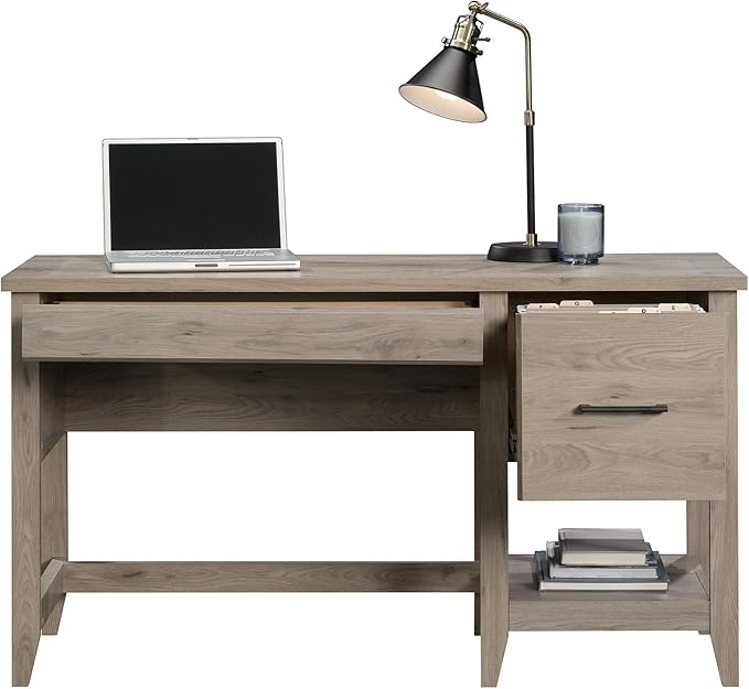 Sauder Summit Station Desk, L: 52.09" x W: 19.29" x H: 29.02", Laurel Oak finish