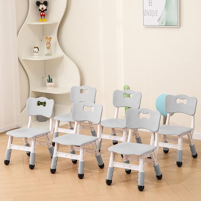 Kids' Desk Chairs Adjustable Height is Suitable for Children's Chairs Used in Families, Schools and Day-Care Between 2-10 Years Old The Max Bearing Capacity is 220LB(4PCS-Grey)