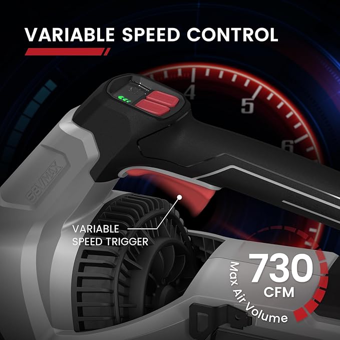 (2024 New Version) 58V 730CFM Cordless Leaf Blower with 2.5AH Battery & Charger