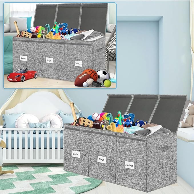 Extra Large 3 in 1 Storage Box, 150L, Grey, Polyester Blend, Waterproof, for Kids Room, Arts & Crafts, 39.4x14.0x16.0 inches