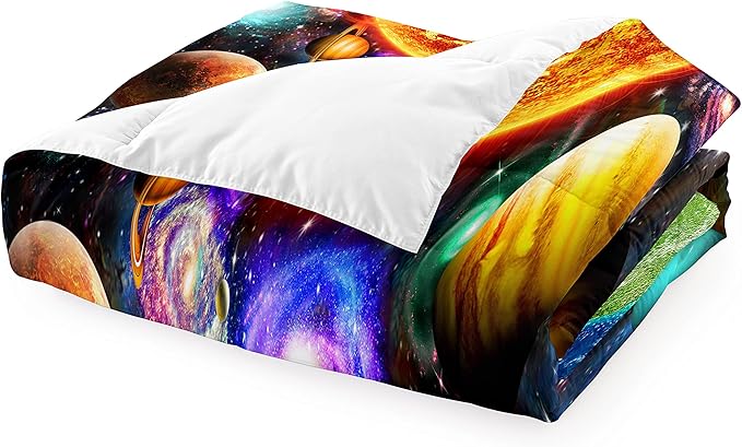 Space Comforter Set Full Solar System Bedding Full Comforter Sets Galaxy Outer Space Bedroom Decor for Boys Bed Set Full Size Earth Planet Quilt Set with 1 Comforter 2 Pillowcases