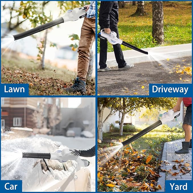 Cordless Leaf Blower 150MPH, Handheld Electric Leaf Blower with 4.0Ah Battery and Charger, 2 Speed Modes, 20V Battery Operated Leaf Blowers for Lawn Care, Patio, Blowing Leaves and Snow