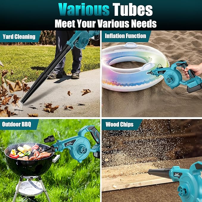 Leaf Blower Cordless for Makita 18V Battery, LIVOWALNY 120CFM 230MPH 2-in-1 Electric Leaf Blowers & Vacuum with 3 Speed Mode for Cleaning Patio, Yard, Sidewalk, Snow, Lawn Care