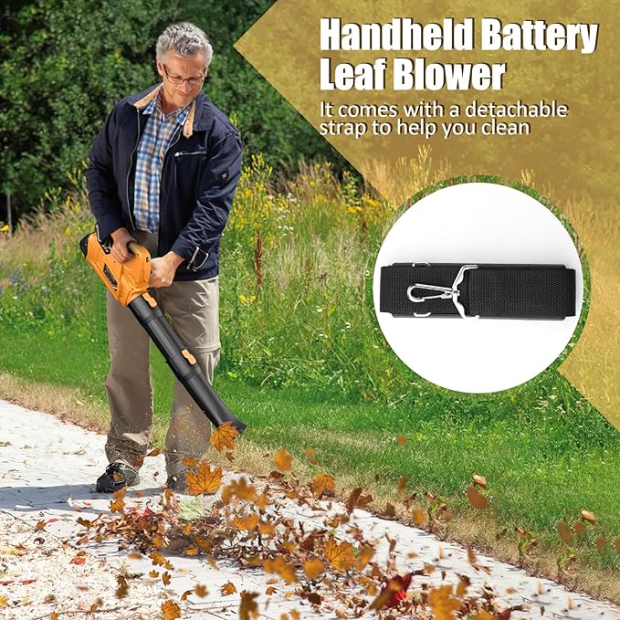 Leaf Blower - 320CFM 180MPH 21V Leaf Blower Cordless with 2 X 5.0 Ah Battery & Charger, Electric Leaf Blower Battery Powered Leaf Blower Lightweight for Snow Blowing & Lawn Care Yard Cleaning