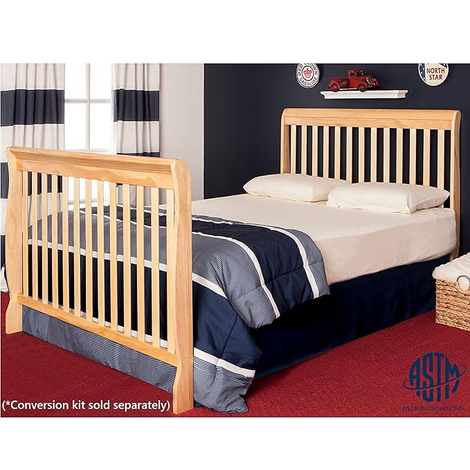 Ashton 4-In-1 Convertible Crib In Natural, Greenguard Gold, JPMA Certified, Non-Toxic Finishes, Features 4 Mattress Height Settings, Made Of Solid Pinewood