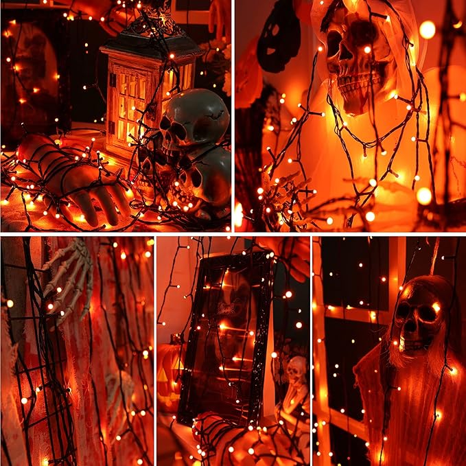 Toodour Halloween Orange Lights, 131ft 350 LED Plug in Halloween String Lights with 8 Modes and Timer, Connectable Outdoor Halloween Lights for Home, Party, Indoor Halloween Decor