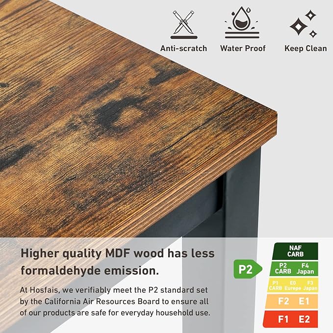 Computer Desk 40" with Power Strip, Office Writing Study, Small Computer Desks Easy Assembly Stable Metal Frame, Desk for Home Office Small Space Workbench Workstation, Rustic Brown