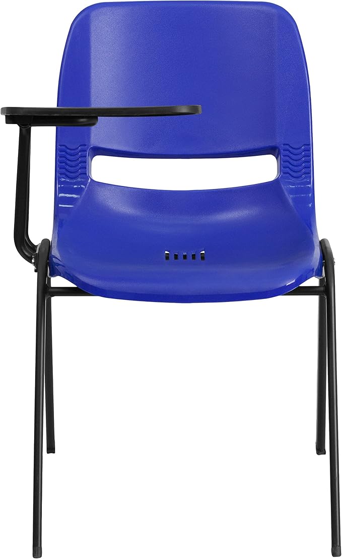 Flash Furniture HERCULES Blue Ergonomic Shell Chair with Right Handed Flip-Up Tablet Arm