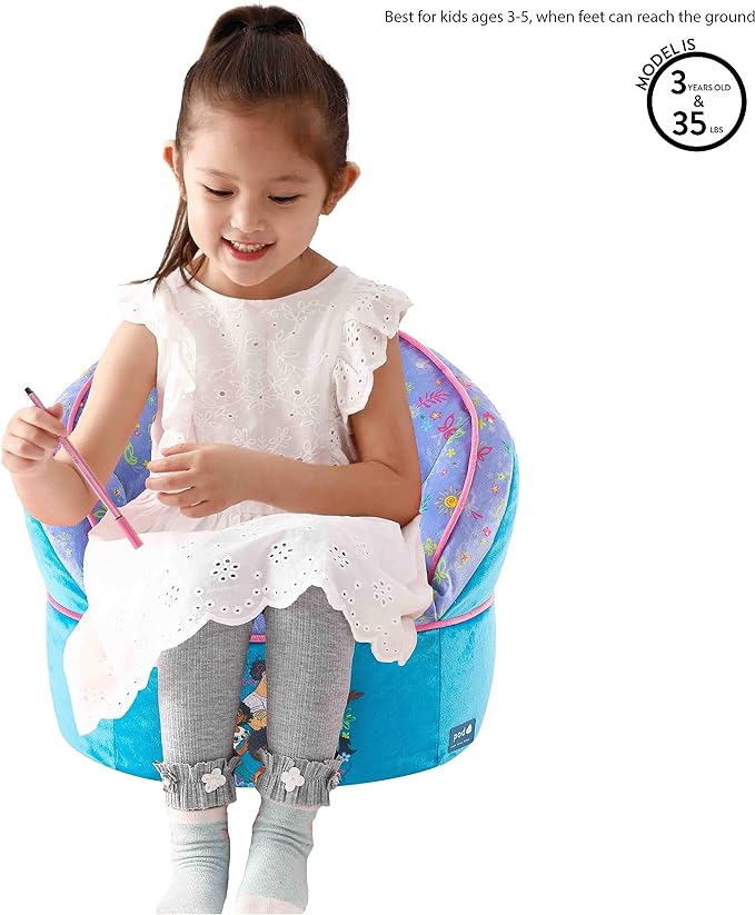 Idea Nuova Disney Encanto Madrigal Family Blue Round Bean Bag Chair for Kids, Ages 3+, Large