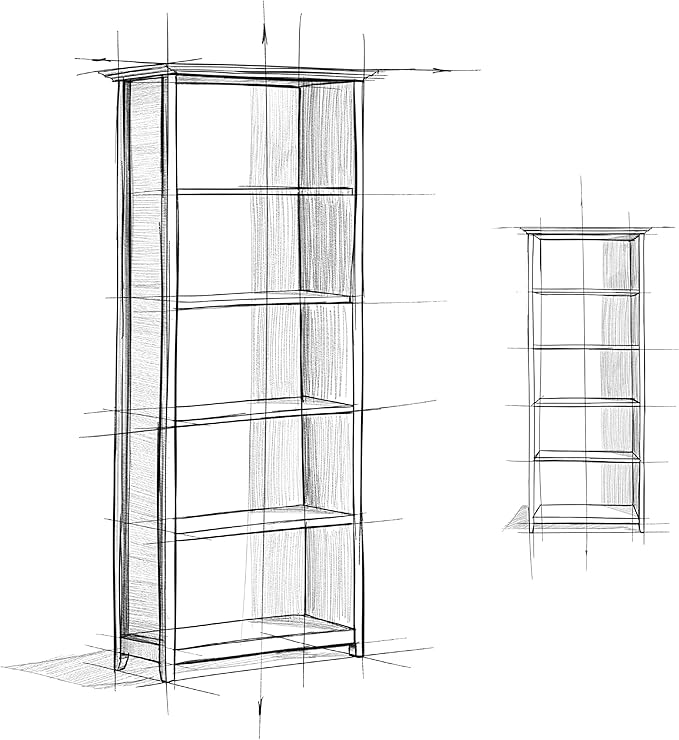 SIMPLIHOME Amherst SOLID WOOD 30 Inch Transitional 5 Shelf Bookcase in Hickory Brown, For the Living Room, Study Room and Office