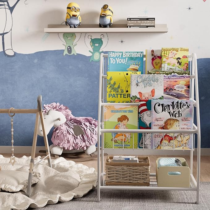aboxoo Kids Bookshelf Toddler Freestanding for Children Room 18 inches Small Toddler Bookcase Toy Organizer White Stable Bookcase Bookstore Library Book Unit Storage for Small Place