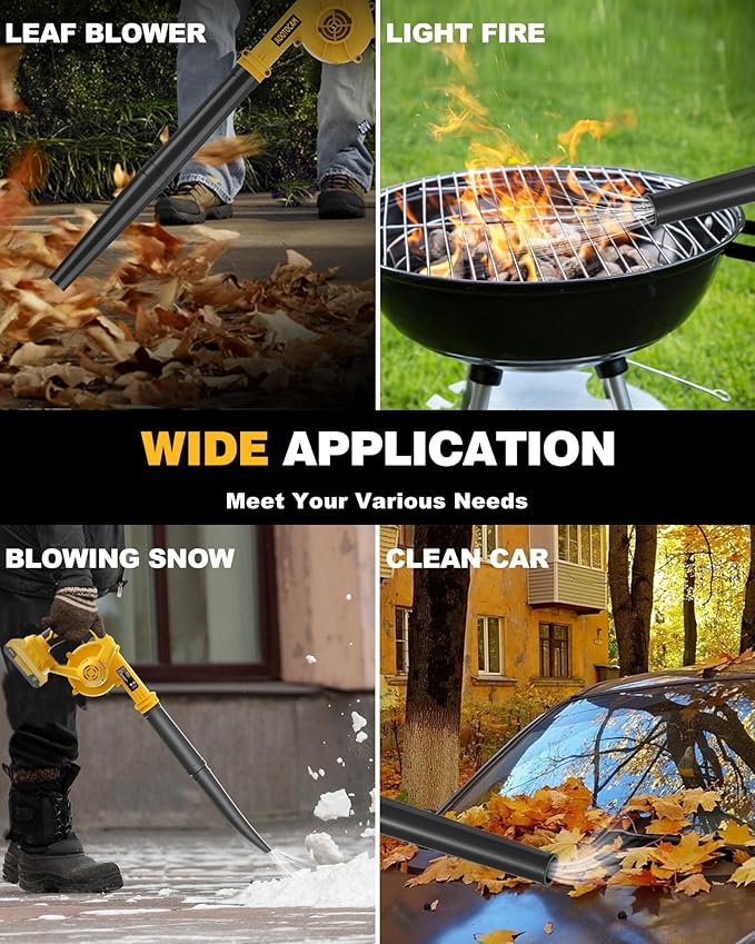Cordless Leaf Blower for Dewalt 20V Max Battery(Not Battery), 130 MPH Electric Leaf Blower, Variable Speed Battery Powered Leaf Blowers for Yard Lawn Care/Snow Blowing