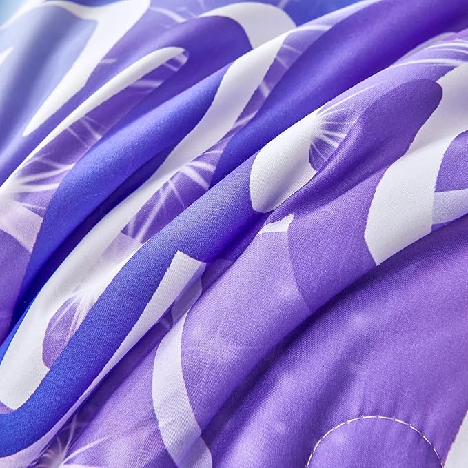 URBONUR 6Pcs Purple Blue Comforter Set Queen Size for Girls Bed in a Bag Queen Bedding Set with Comforter and Sheets Set, Gradient Mermaid Tail Printed Bed Sets for Teens Girls Women